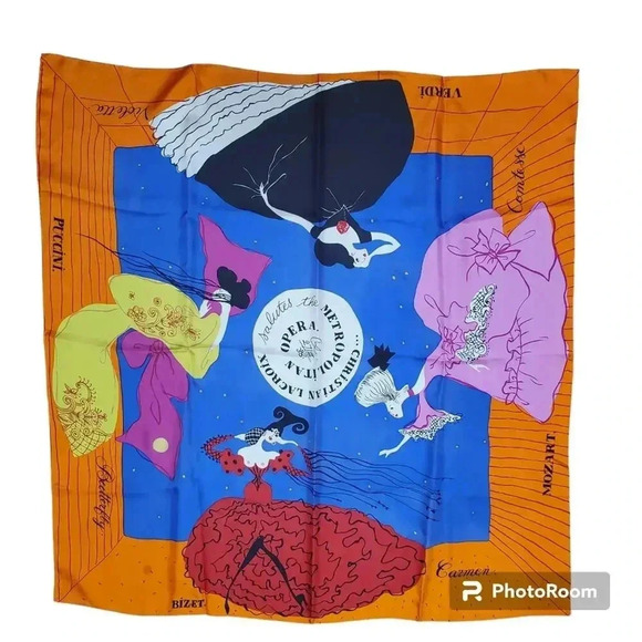 Vintage 1980's Metropolitan Opera Christian LaCroix Commemorative Silk Scarf - Picture 1 of 2